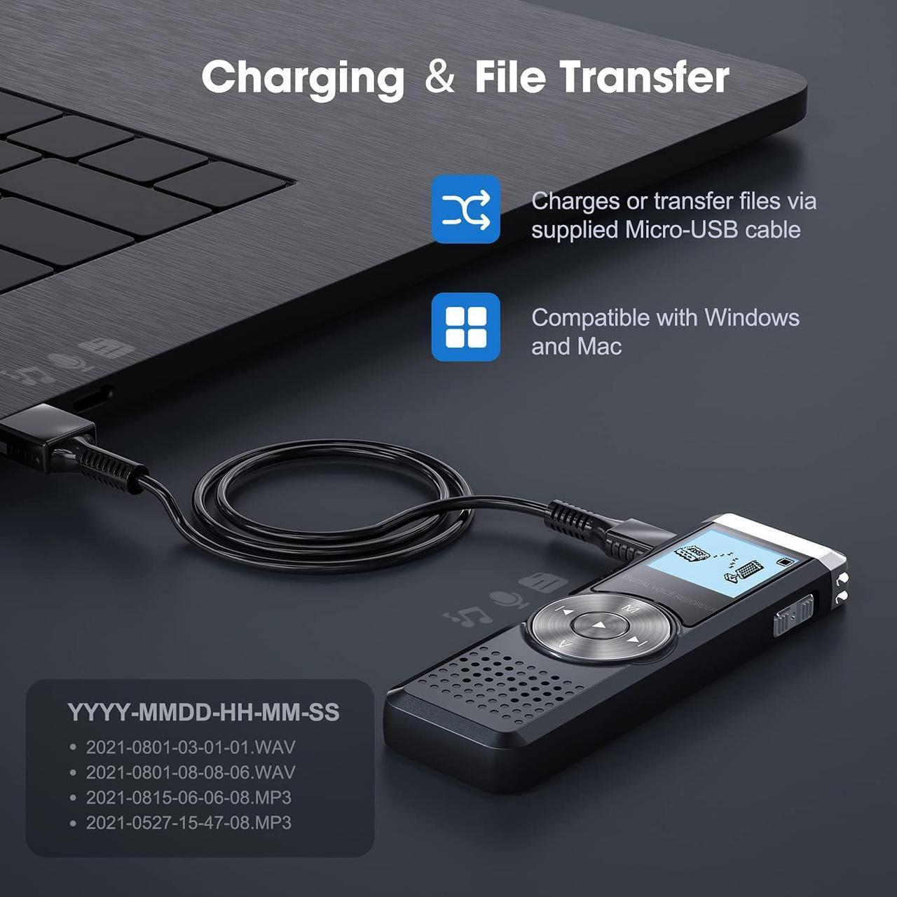 Alt view image 6 of 7 - Digital Voice Recorder, KINPEE 16GB Audio Sound Recorder Portable MP3 Recorder Dictaphone for Meeting Lecture Rechargeable Recording Device Voice Activated Recorder with Playback for Interview