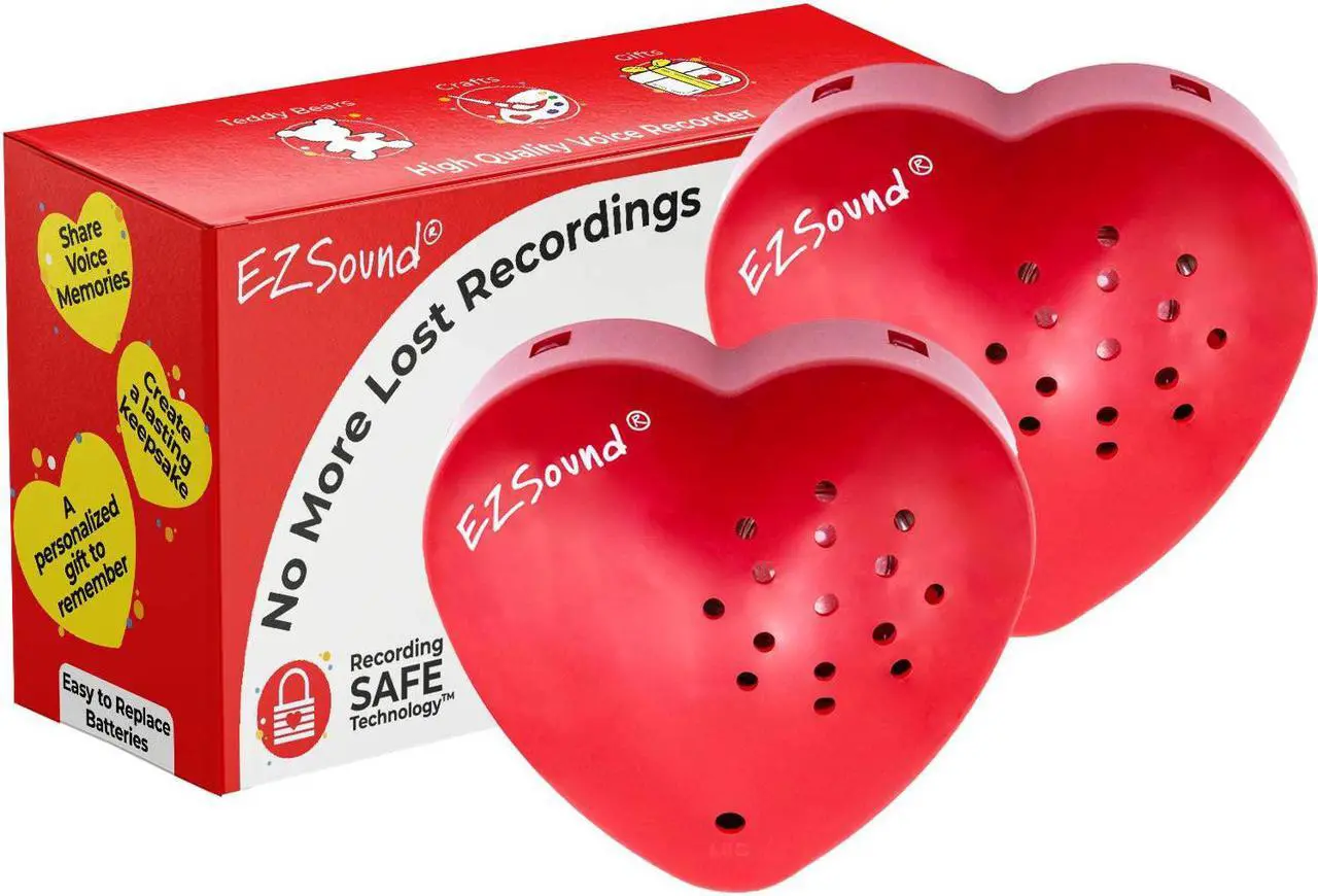 Main image of Voice Recorder for Stuffed Animal | 2 Pack - 30 Seconds Push Button Sound Recorder | Create Heartbeat Bear for Newborn | Personal Voice Message Recordable Sound Module for Toys (Red)