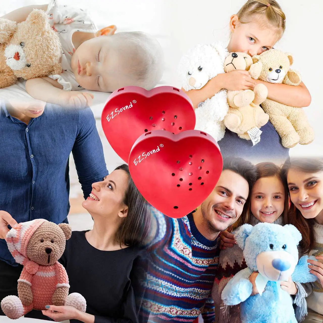 Alt view image 4 of 6 - Voice Recorder for Stuffed Animal | 2 Pack - 30 Seconds Push Button Sound Recorder | Create Heartbeat Bear for Newborn | Personal Voice Message Recordable Sound Module for Toys (Red)