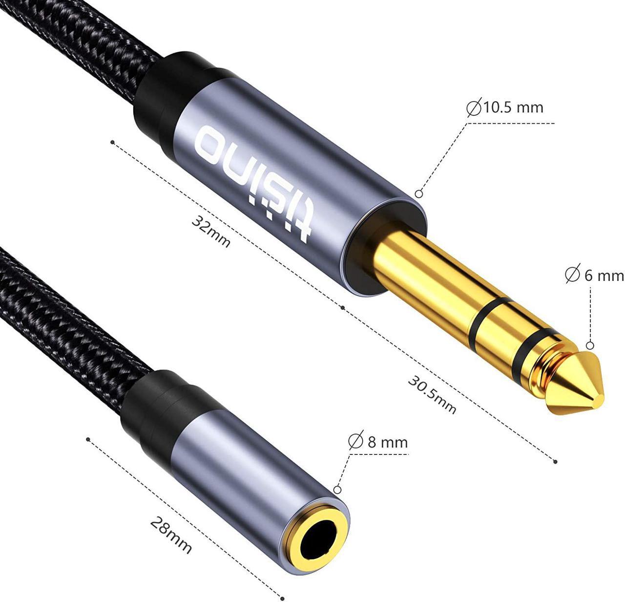 Alt view image 4 of 7 - 1/4 to 3.5mm Headphone Adapter 1/4 Male to 1/8 Female Extension Audio Cable for Headphones Amplifiers Guitar Amp Keyboard Piano Home Theater Speaker Mixing Console - 1 feet