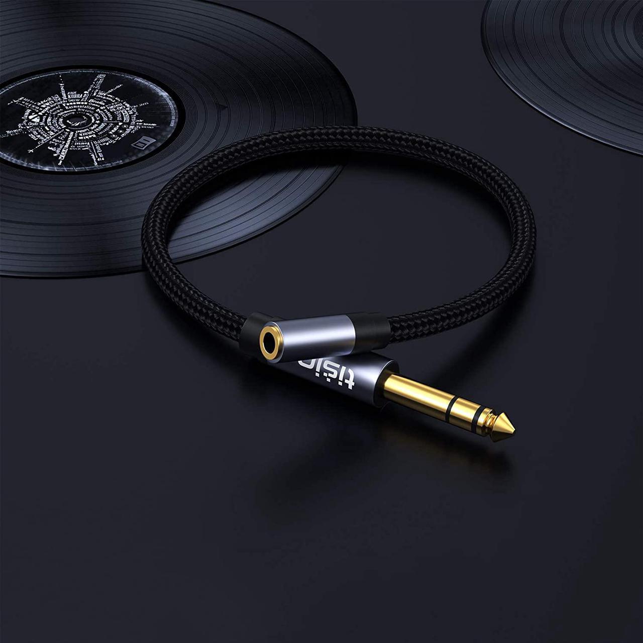Alt view image 6 of 7 - 1/4 to 3.5mm Headphone Adapter 1/4 Male to 1/8 Female Extension Audio Cable for Headphones Amplifiers Guitar Amp Keyboard Piano Home Theater Speaker Mixing Console - 1 feet