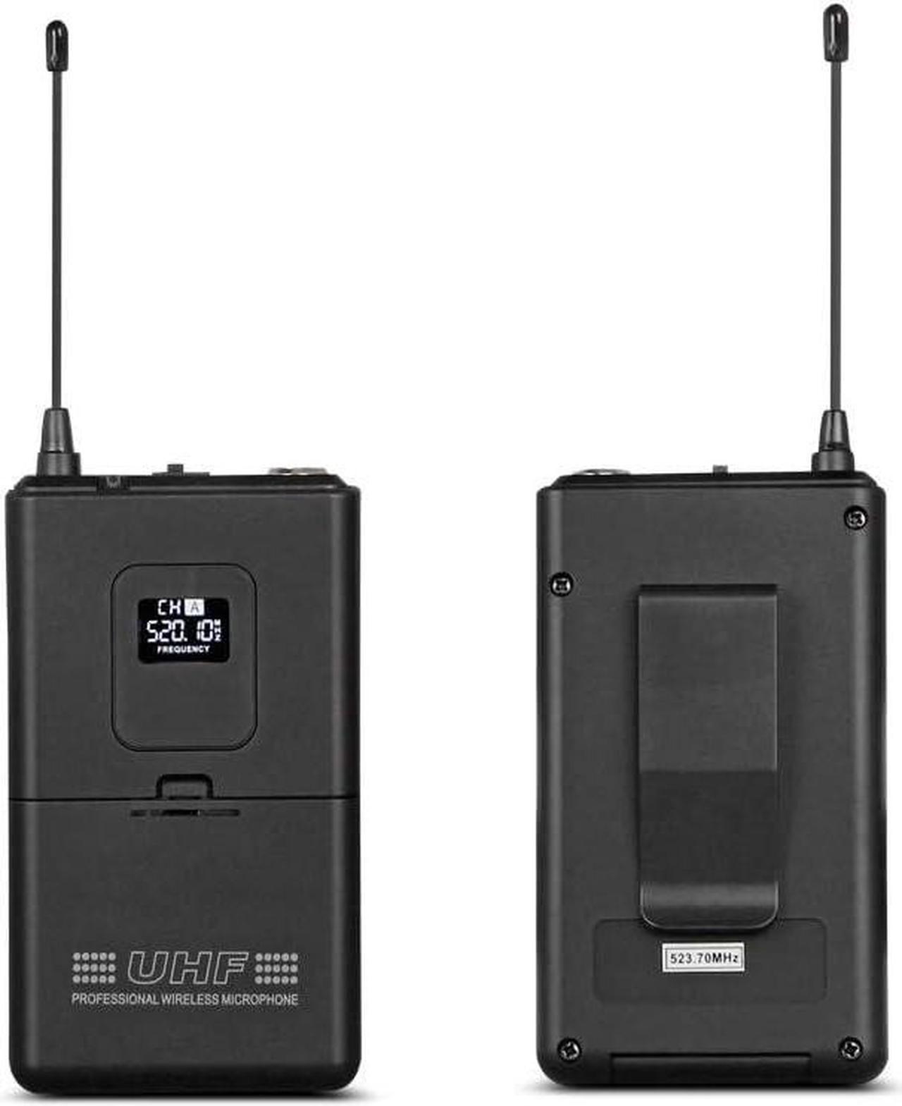 Alt view image 5 of 7 - Wireless Microphone System Pro UHF 4 Channel 4 Lavalier Bodypacks 4 Lapel Mic 4 Headsets for Karaoke System Church Speaking Conference Wedding Party