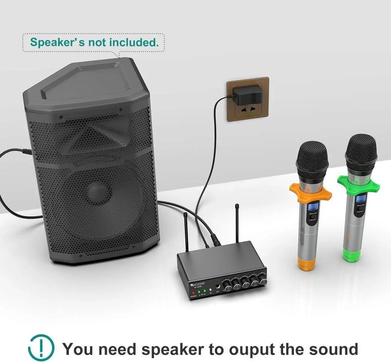 Alt view image 3 of 7 - FIFINE UHF Dual Channel Wireless Handheld Microphone, Easy-to-use Karaoke Wireless Microphone System-K036