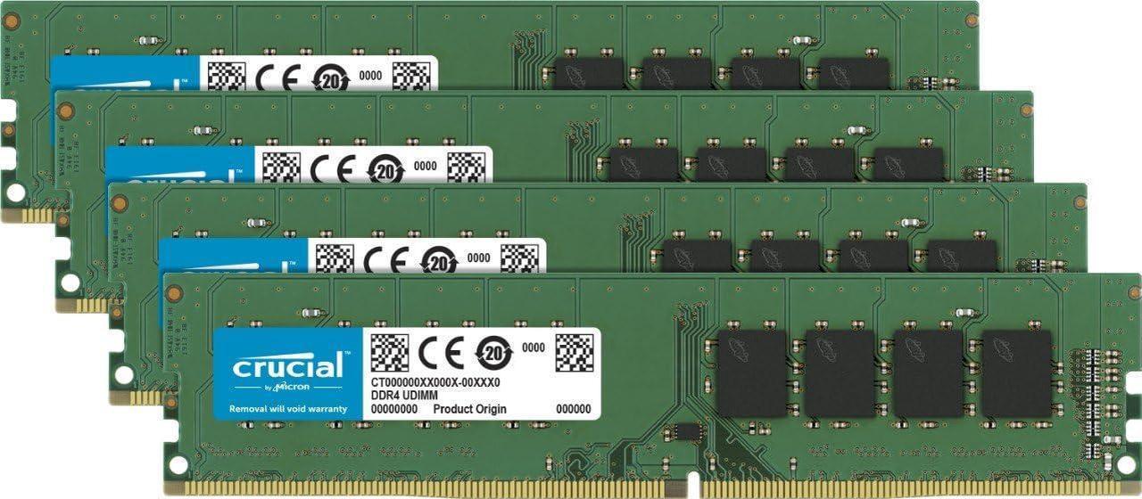 Crucial 32GB Kit (8GBx4) DDR4 2666 MT/s (PC4-21300) SR x8 DIMM 288-Pin Memory - CT4K8G4DFS8266