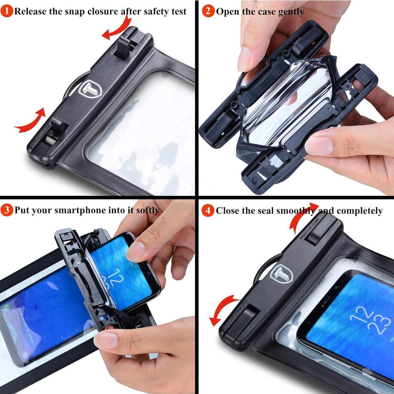 Alt view image 7 of 7 - Njjex Waterproof Phone Pouch [2 Pack] Waterproof Phone Case Cellphone Dry Bag For Samsung Galaxy Note 20 Ultra S25 Ultra S24 S23 S22 S21+ S20 S10 A14 A15 A35 A16 5G iPhone 16 Pro Max 15 14 13 12 11 Xr