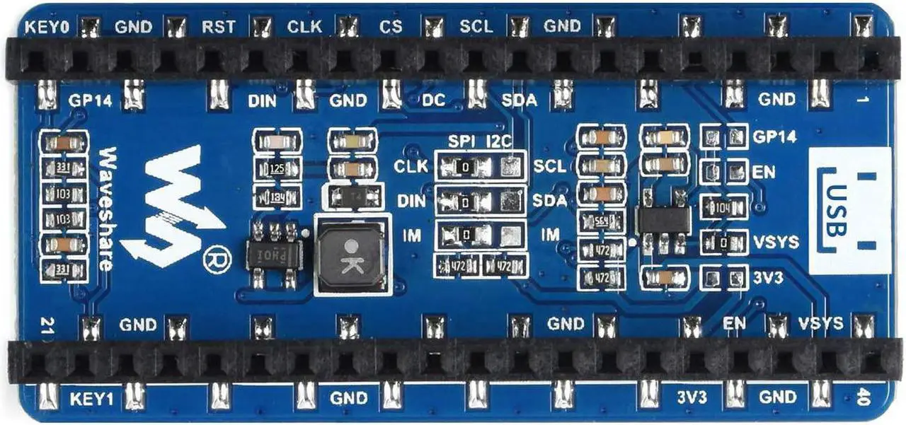 Alt view image 2 of 7 - waveshare 1.3 inch OLED Display for Raspberry Pi Pico, 64×128 Pixels, Embedded SH1107 Driver, Using SPI/I2C Bus, Better Compatibility, Fast Data Rate