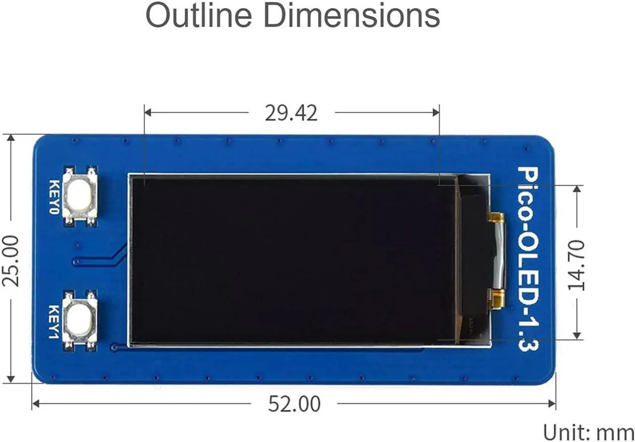 Alt view image 7 of 7 - waveshare 1.3 inch OLED Display for Raspberry Pi Pico, 64×128 Pixels, Embedded SH1107 Driver, Using SPI/I2C Bus, Better Compatibility, Fast Data Rate