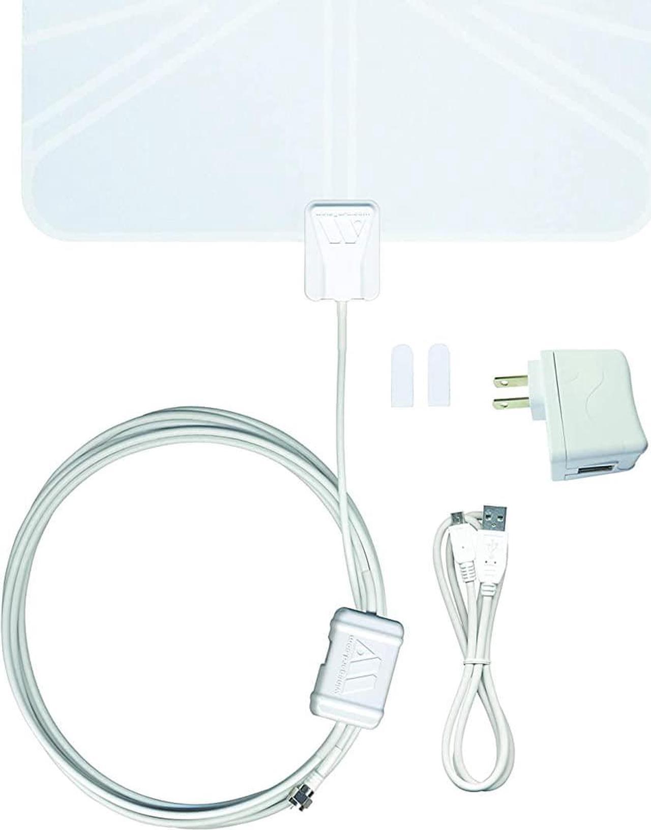 Alt view image 2 of 6 - Winegard FL5500A FlatWave Amped Digital HD Indoor Amplified TV Antenna (4K Ready / ATSC 3.0 Ready / High-VHF / UHF), 60 Mile Long Range, Black/White, 6 Feet, Welcome to consult
