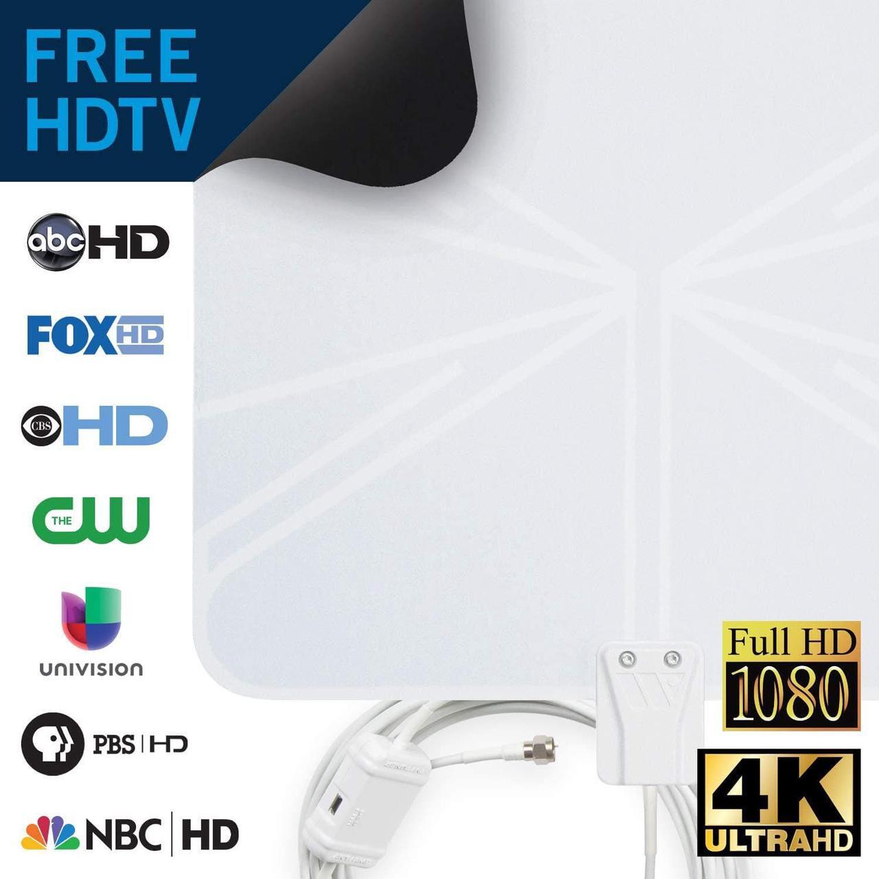 Alt view image 5 of 6 - Winegard FL5500A FlatWave Amped Digital HD Indoor Amplified TV Antenna (4K Ready / ATSC 3.0 Ready / High-VHF / UHF), 60 Mile Long Range, Black/White, 6 Feet, Welcome to consult
