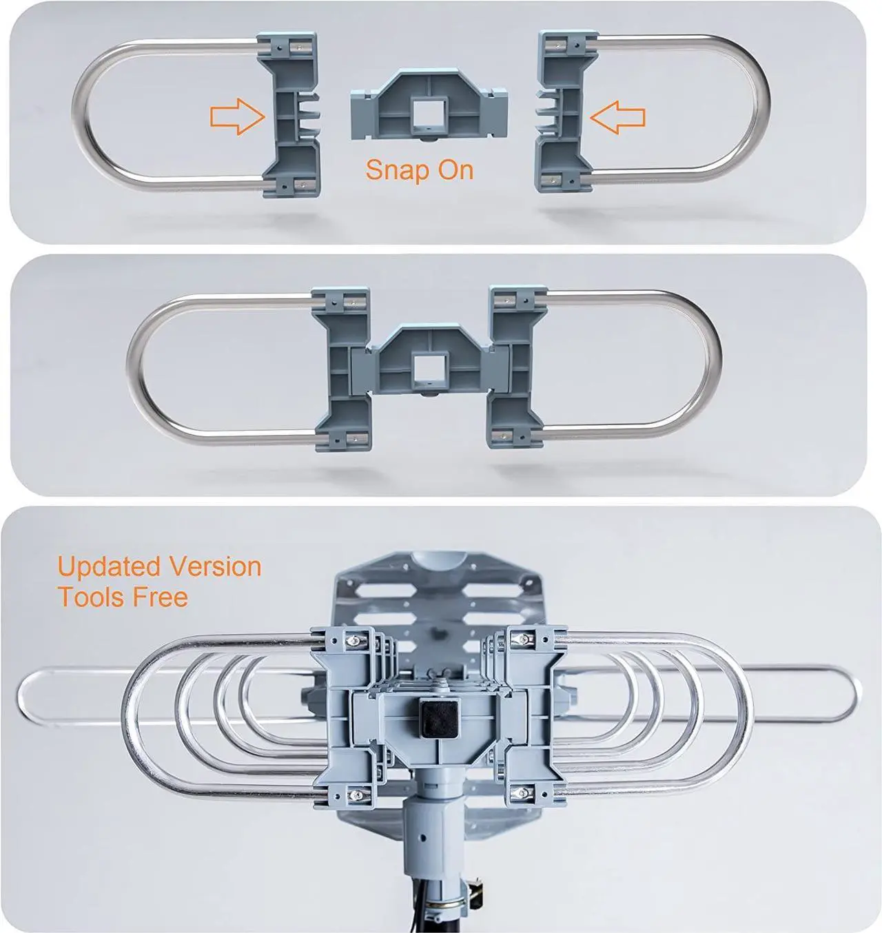 Alt view image 3 of 7 - McDuory Outdoor 150 Miles Digital TV Antenna 360 Degree Rotation Amplified HDTV Antenna -Support 2 TVs-UHF/VHF/1080P/4K - Infrared Remote - 40 feet RG6 Cable and Mounting Pole Included