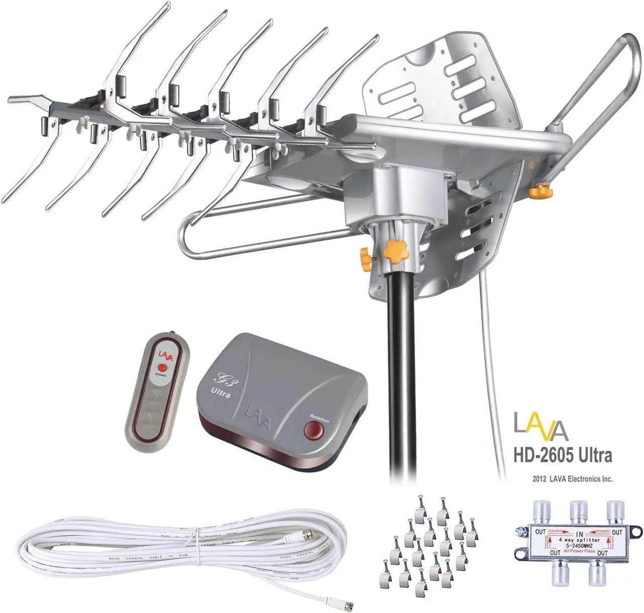 Main image of LAVA HD2605 Outdoor HD TV Antenna Remote Controlled Rotation Long Range 4K TV Installation Kit, Welcome to consult