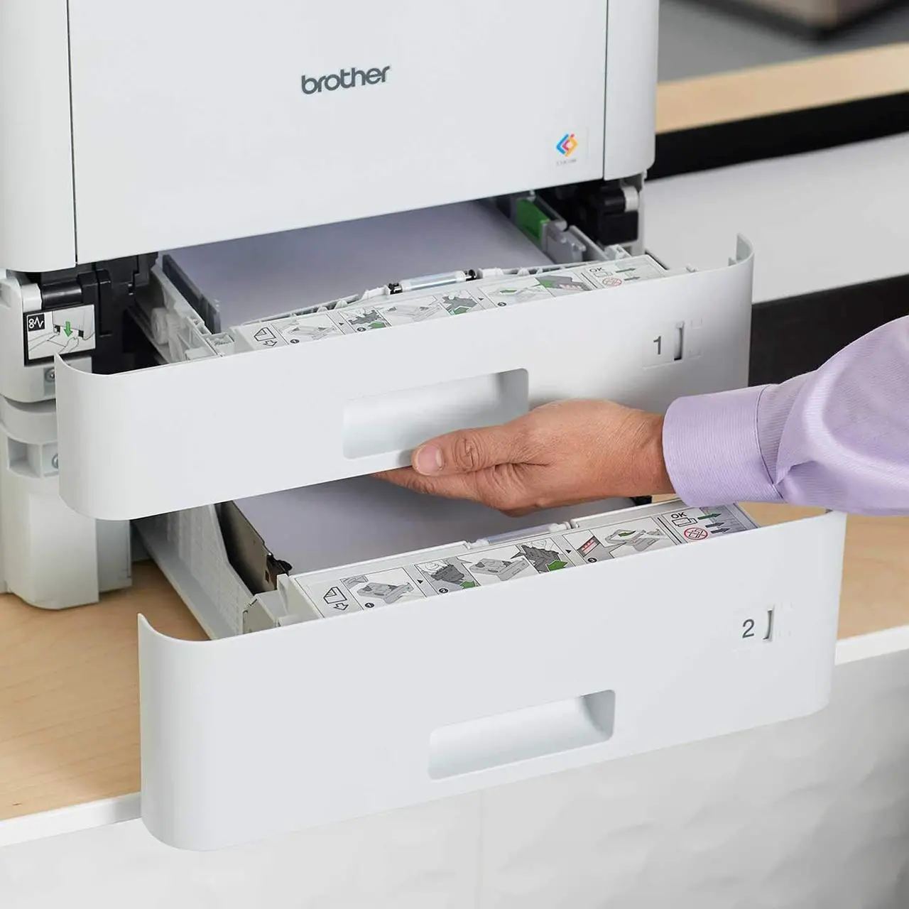 Alt view image 6 of 7 - Brother Printer HLL8360CDWT Business Color Laser Printer with Duplex Printing, Wireless Networking and Dual Trays, White