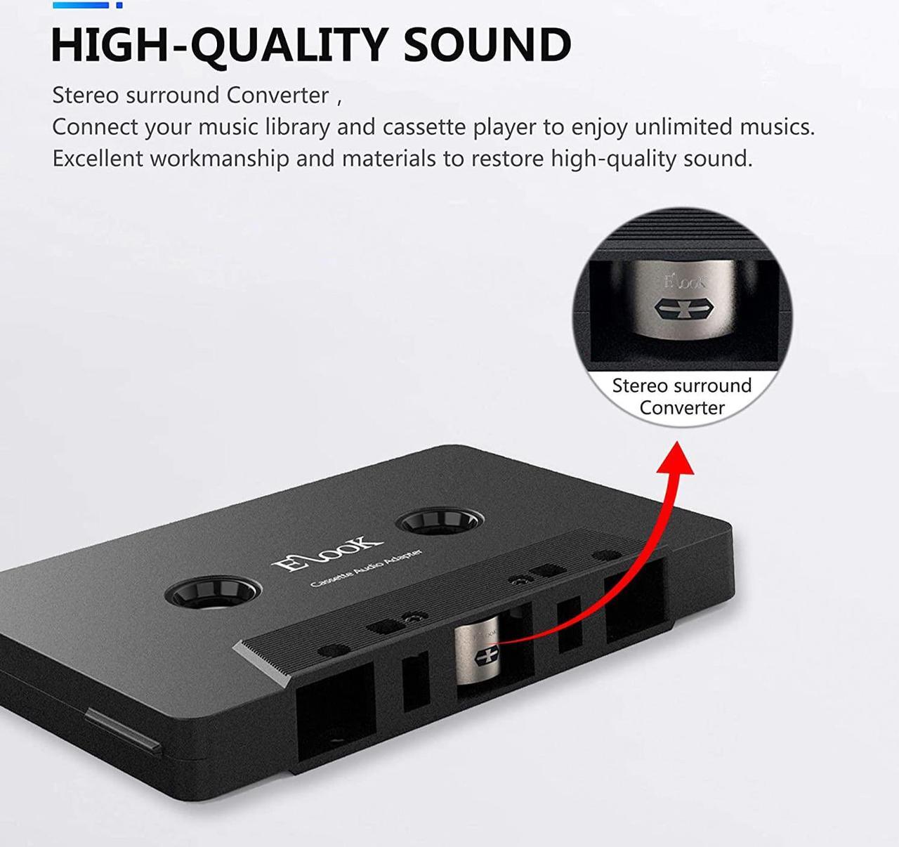 Alt view image 4 of 6 - Car Cassette Aux Adapter 3.5mm Universal Audio Cable Tape Adapter for Car Phone MP3 ect. Black