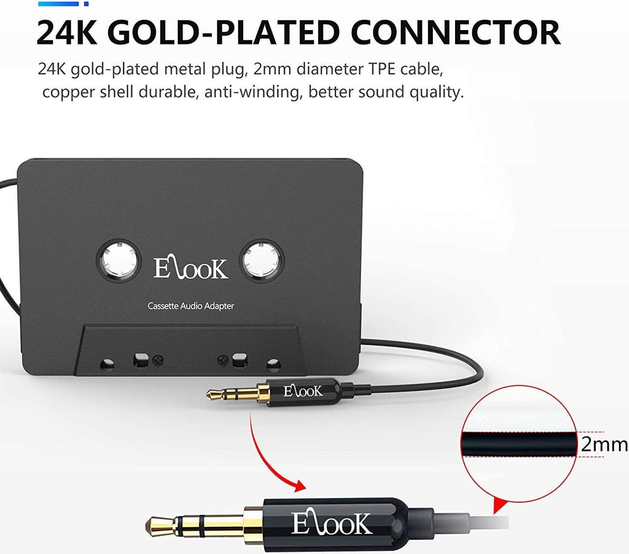 Alt view image 5 of 6 - Car Cassette Aux Adapter 3.5mm Universal Audio Cable Tape Adapter for Car Phone MP3 ect. Black