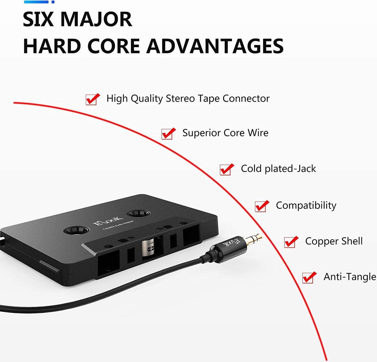 Alt view image 2 of 6 - Car Cassette Aux Adapter 3.5mm Universal Audio Cable Tape Adapter for Car Phone MP3 ect. Black