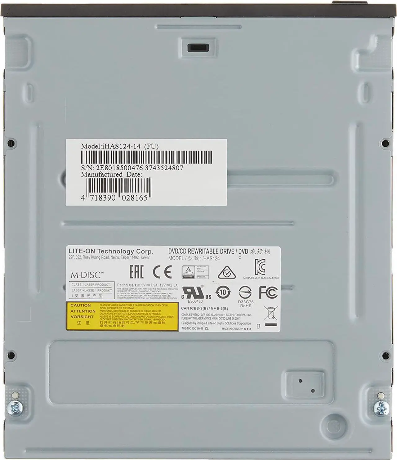Alt view image 4 of 4 - Lite-On 24X SATA Internal DVD+/-RW Drive Optical Drive IHAS124-14