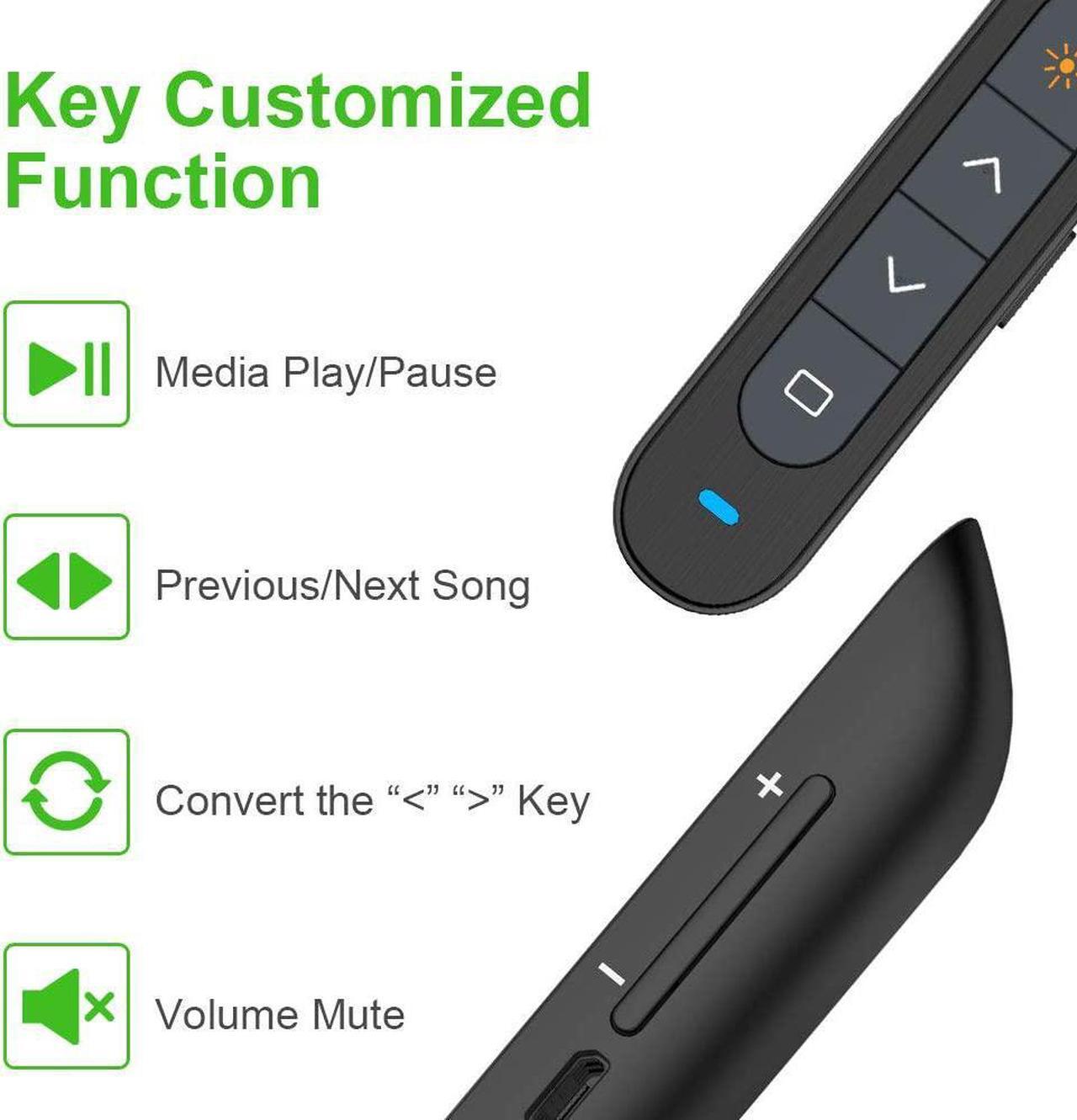 Alt view image 6 of 7 - N76 Rechargeable Presentation Clicker with Green Laser Pointer for Presentations Lazer Pointer PowerPoint Clicker Wireless Presenter Remote Slide Clicker for Presentation Long Range - Black