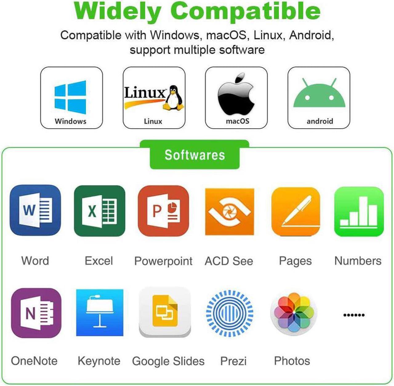 Alt view image 4 of 7 - N76 Rechargeable Presentation Clicker with Green Laser Pointer for Presentations Lazer Pointer PowerPoint Clicker Wireless Presenter Remote Slide Clicker for Presentation Long Range - Black