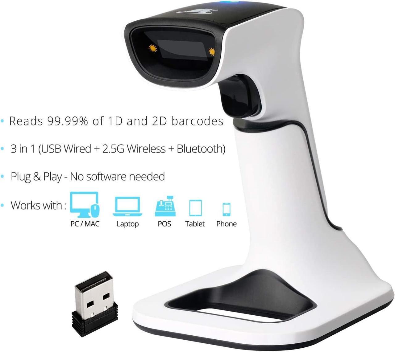 Alt view image 7 of 7 - ScanAvenger Wireless Portable 1D&2D with Stand Bluetooth Barcode Scanner: 3-in-1 Vibration, Cordless, Rechargeable Scan Gun for Inventory Management - Handheld, USB Bar Code/QR Reader Hand Scanners
