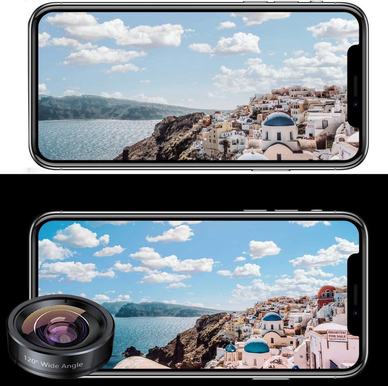 Alt view image 3 of 6 - KEYWING Phone Camera Lens 3 in 1 Phone Lens Kit, 198 Fisheye Lens + 120 Super Wide-Angle Lens + 20x Macro Lens for iPhone Samsung Android Smartphone Black 3in1