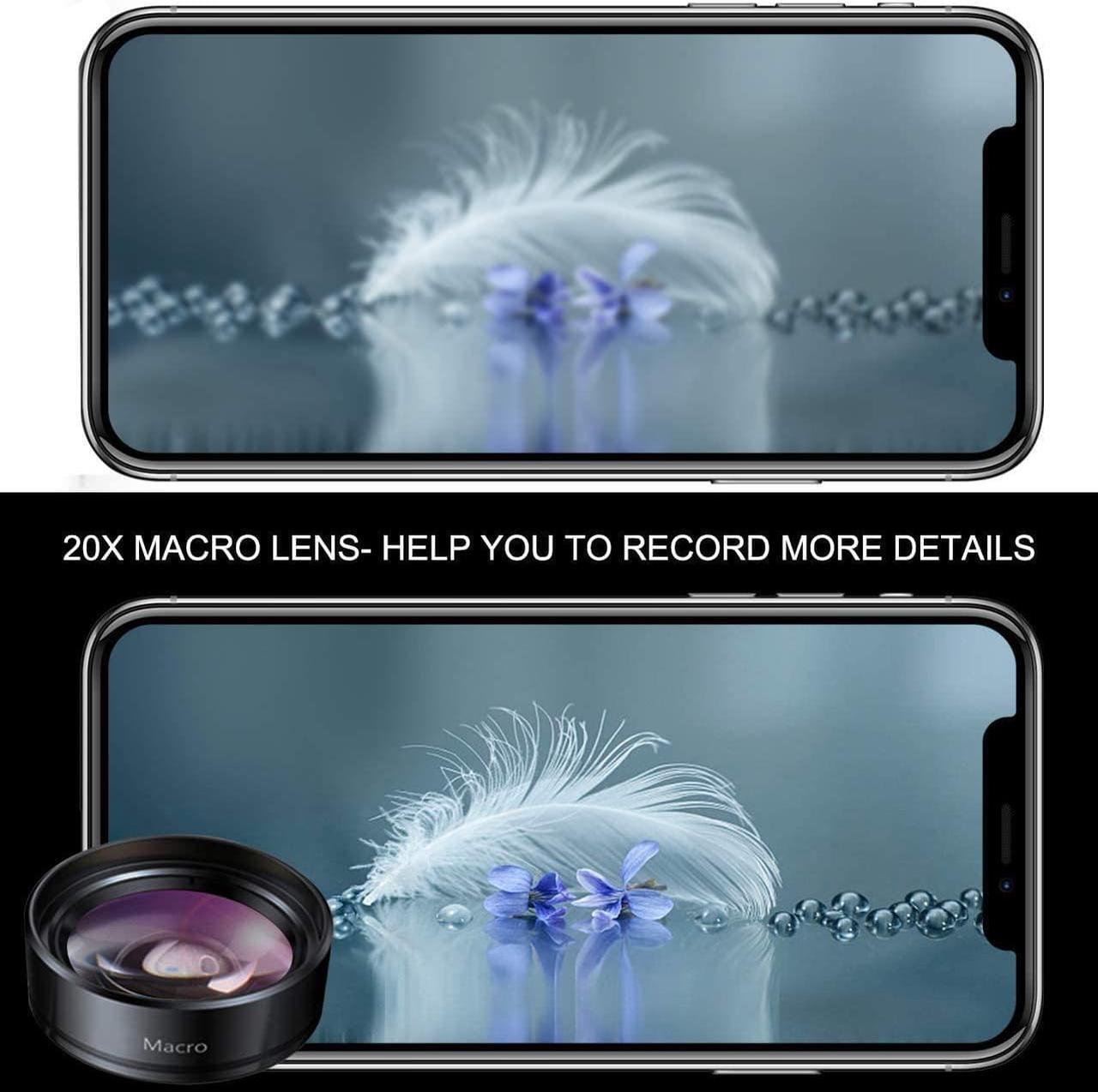Alt view image 4 of 6 - KEYWING Phone Camera Lens 3 in 1 Phone Lens Kit, 198 Fisheye Lens + 120 Super Wide-Angle Lens + 20x Macro Lens for iPhone Samsung Android Smartphone Black 3in1