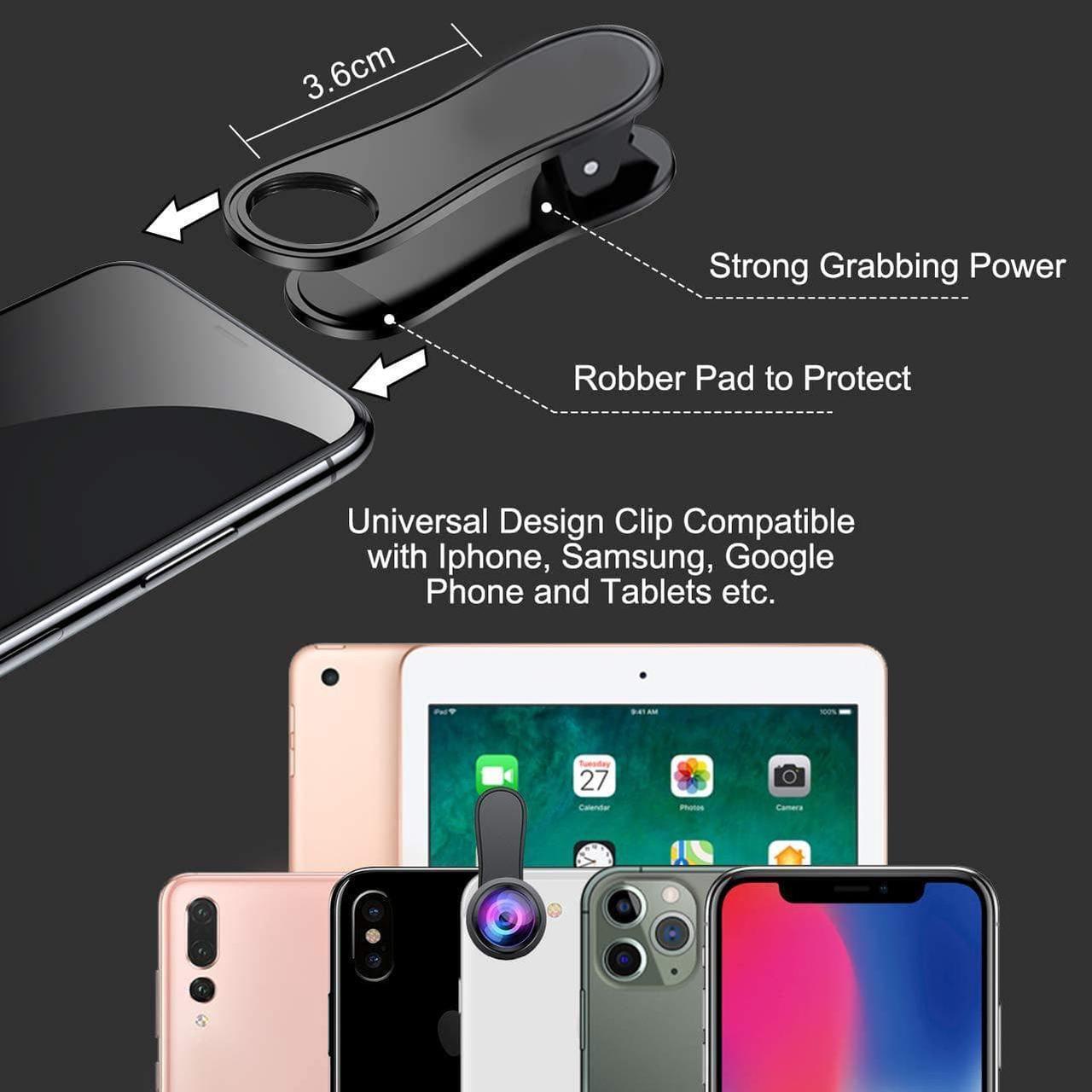 Alt view image 6 of 6 - KEYWING Phone Camera Lens 3 in 1 Phone Lens Kit, 198 Fisheye Lens + 120 Super Wide-Angle Lens + 20x Macro Lens for iPhone Samsung Android Smartphone Black 3in1