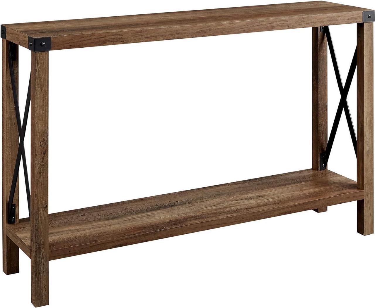 Main image of Walker Edison Sedalia Modern Farmhouse Metal X Entry Table, 46 Inch, Rustic Oak