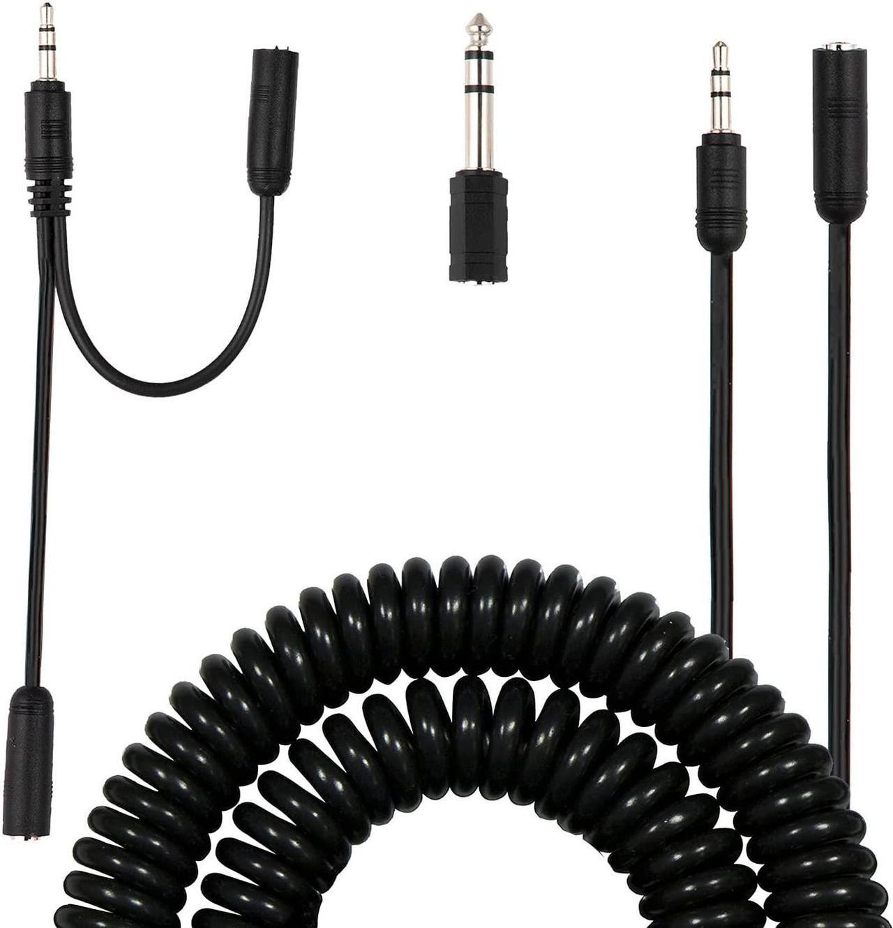 Main image of Universal Audio Extension Kit 3.5mm Plugs and Coiled Extension Cable 18 Feet for use with Headphones Stereos Smartphones Tablets and Sounds Systems 33612