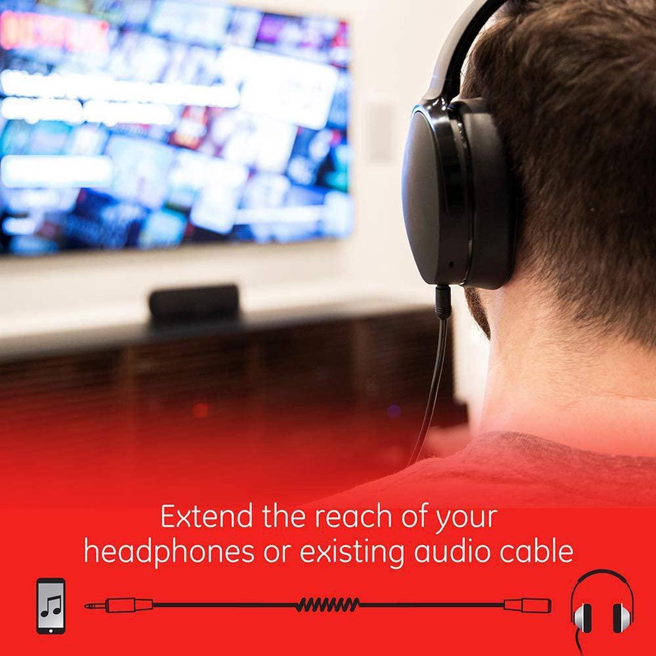 Alt view image 3 of 5 - Universal Audio Extension Kit 3.5mm Plugs and Coiled Extension Cable 18 Feet for use with Headphones Stereos Smartphones Tablets and Sounds Systems 33612