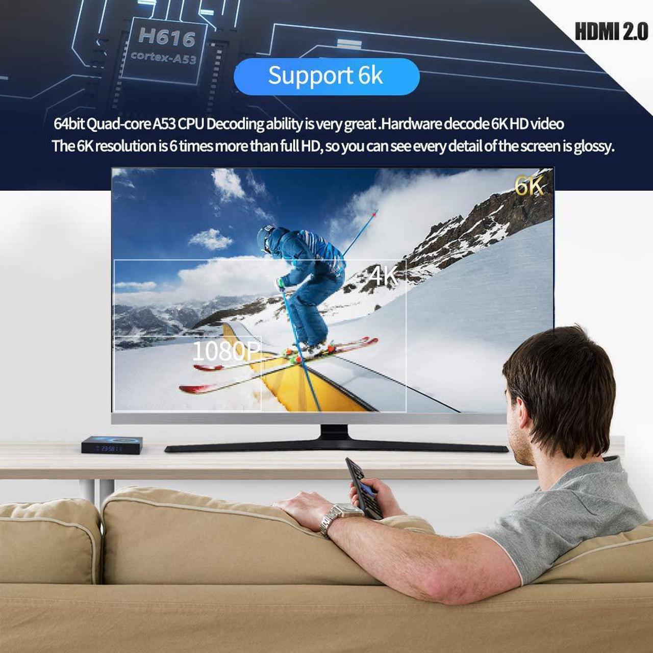 Alt view image 3 of 7 - Android 10.0 TV Box, T95 Android Box 4GB RAM 64GB ROM Allwinnner H616 Quad-Core Support 2.4G/5G Dual WiFi HD 3D/6K/ Bluetooth 5.0 Smart TV Box