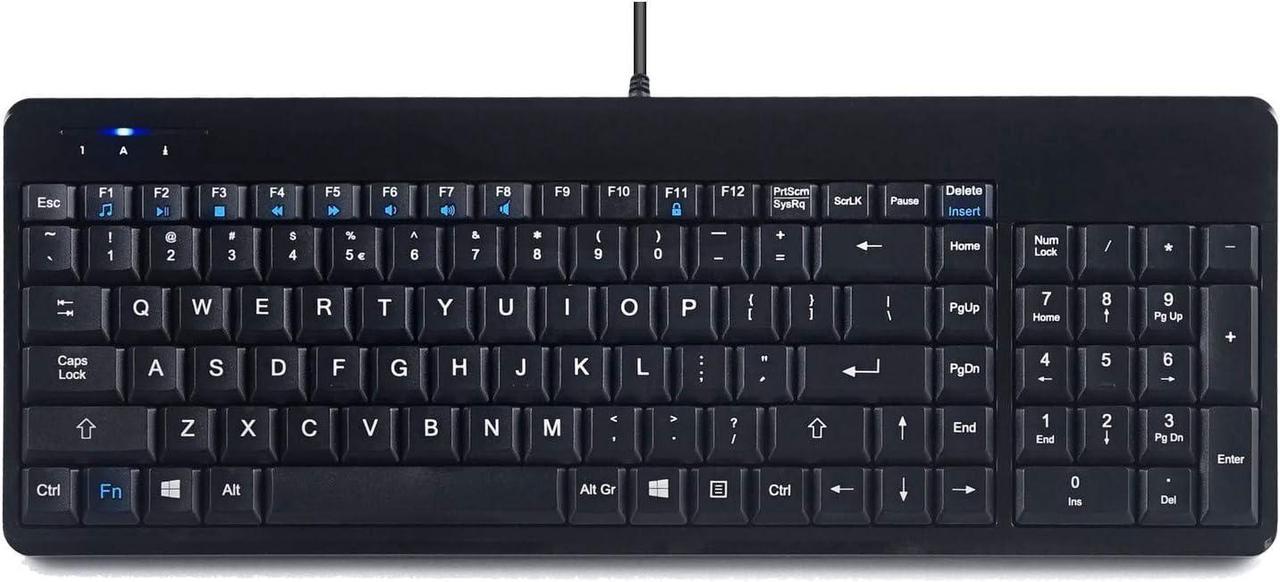 Perixx PERIBOARD-220H US, Wired Compact USB Keyboard with 2 Hubs - Build-in Numeric Keypad - Black - US English Layout, (11506)