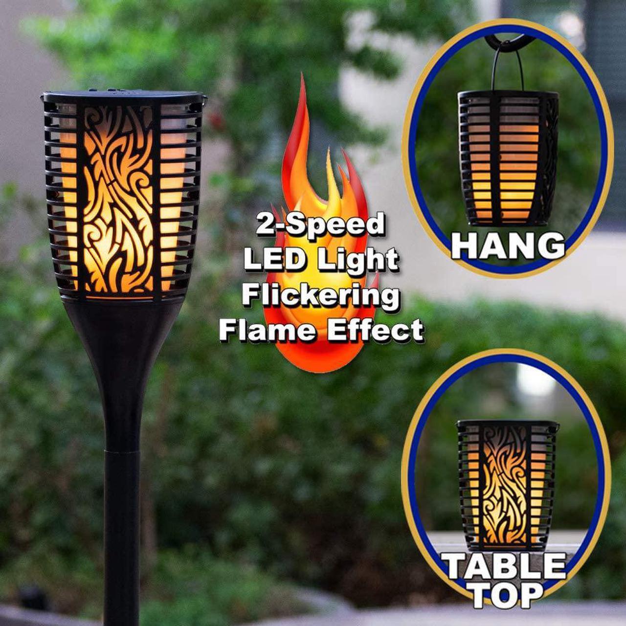 Alt view image 2 of 7 - Theater Solutions TT100 Fully Wireless 120 Watt Rechargeable Battery Bluetooth Tiki Torch Speaker 2 Pack Lanterns Link Up to 99 Speakers Wirelessly, Black