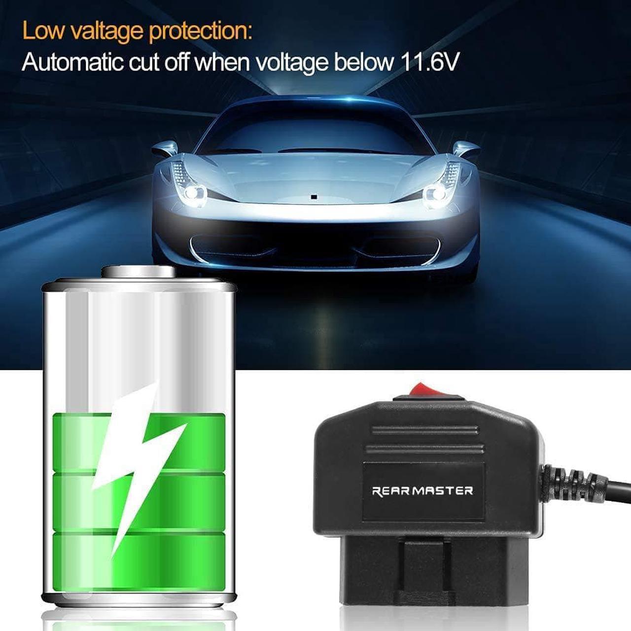 Alt view image 4 of 7 - OBD2 OBD Power Cable for Dash Camera, Ssontong OBD to Mini USB OBDII Adapter Hardwire Charger Cable 24 Hours Surveillance and Acc Two Mode with Switch Button(Mini USB Port)