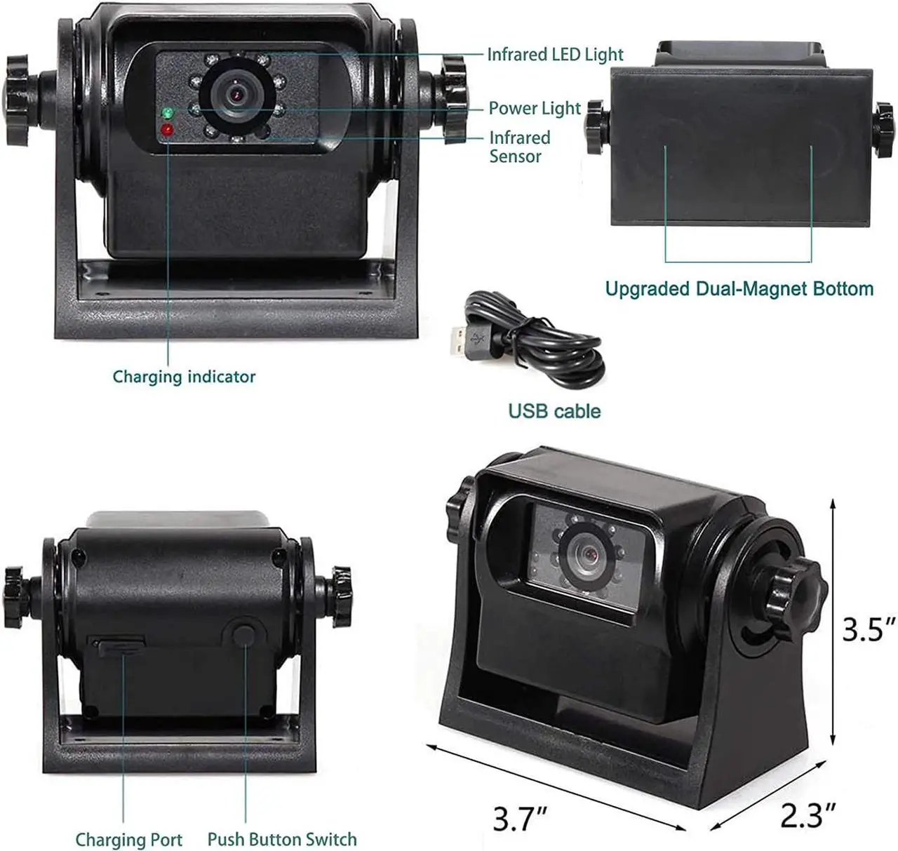 Alt view image 5 of 7 - EWAY WiFi Magnetic Hitch Wireless Backup Rear/Front View Camera Rechargeable Battery for Easy Hitching of Gooseneck Horse Boat Travel Trailer/Fifth Wheels/RV/Camper Reverse for iPhone iPad Android