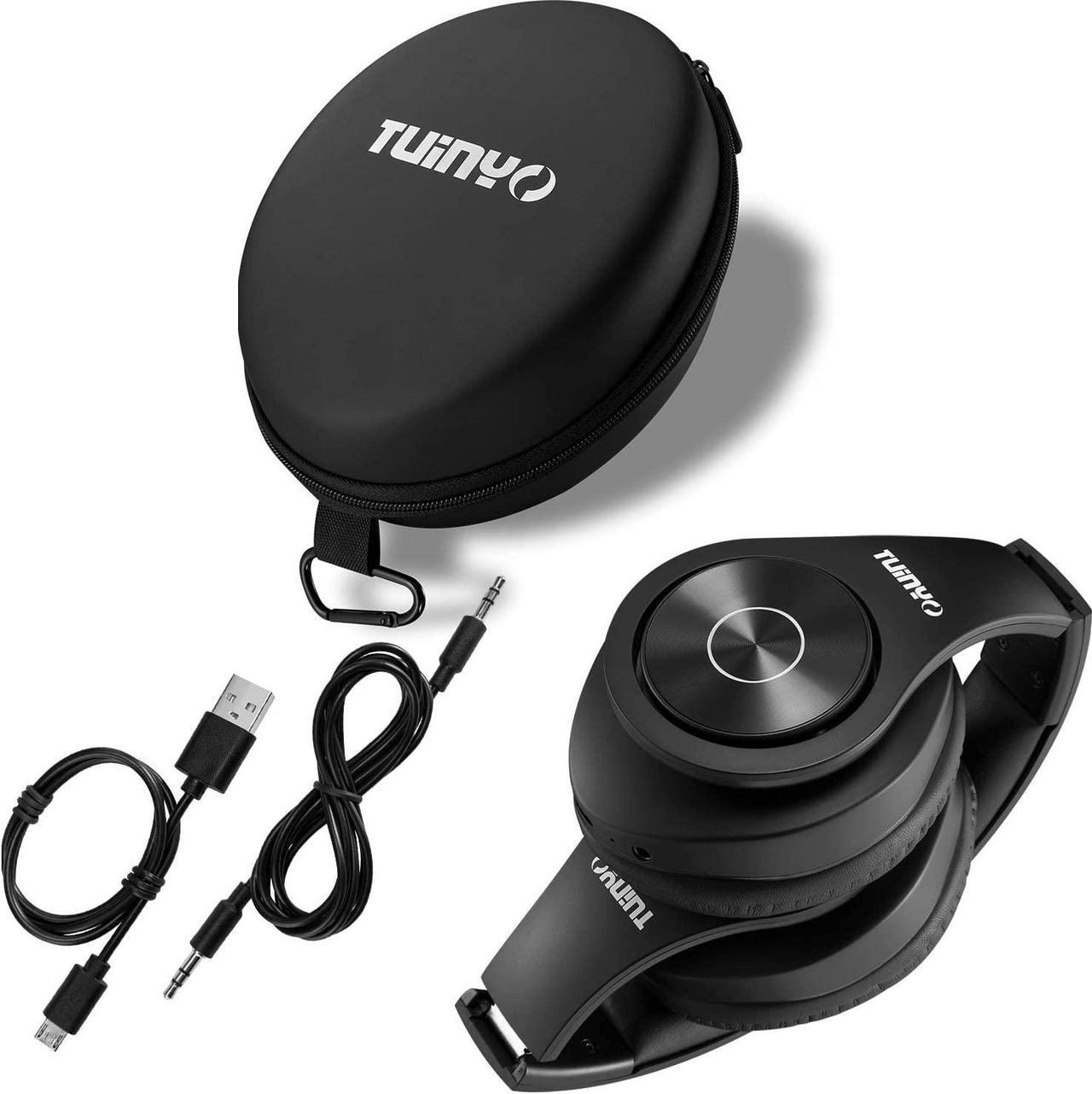 Alt view image 6 of 6 - TUINYO Wireless Headphones Over Ear, Bluetooth Headphones with Microphone, Foldable Stereo Wireless Headsetfor Travel Work TV PC Cellphone-Black