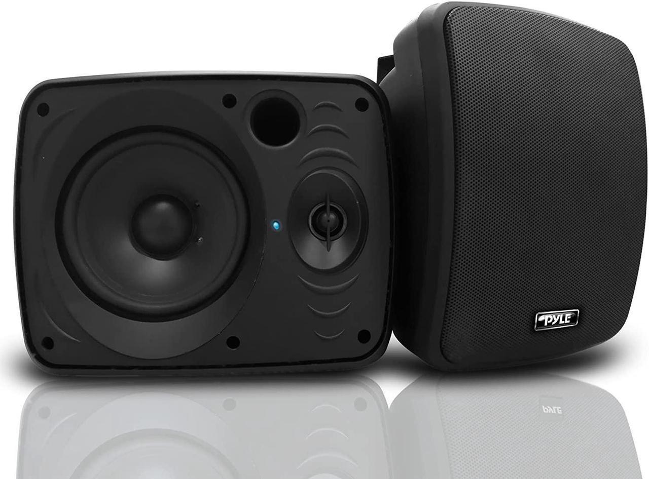 Main image of Outdoor Waterproof Wireless Bluetooth Speaker - 5.25 Inch Pair 2-Way Weatherproof Wall/Ceiling Mounted Dual Speakers w/Heavy Duty Grill, Universal Mount, Patio, Indoor Use -  PDWR54BTB (Black)