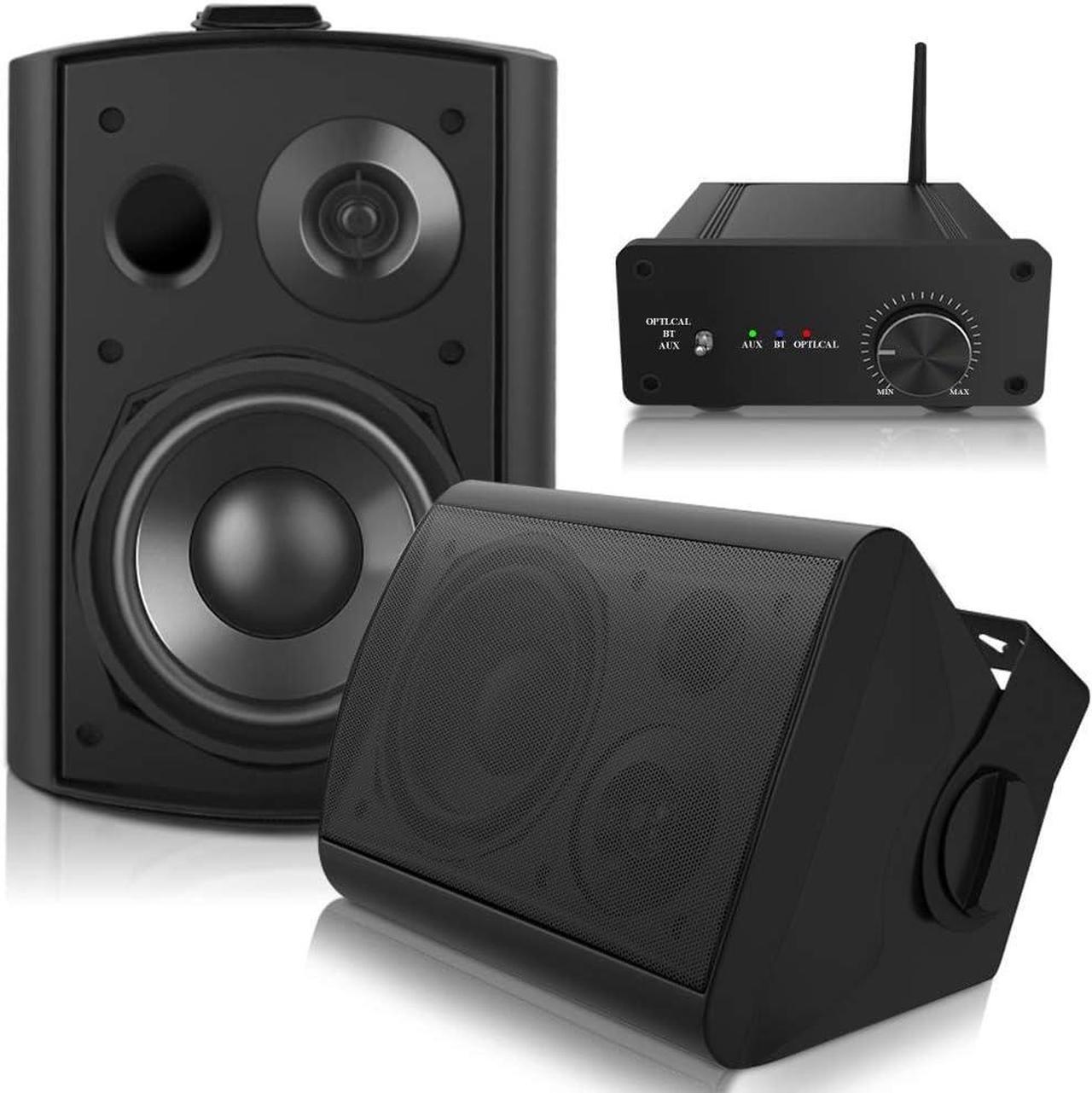 Main image of 5.25 Inch Outdoor Speakers with Bluetooth Stereo Amplifier Receiver | All-Weather Durability | Broad Sound Coverage | Speed-Lock Mounting System (Black)