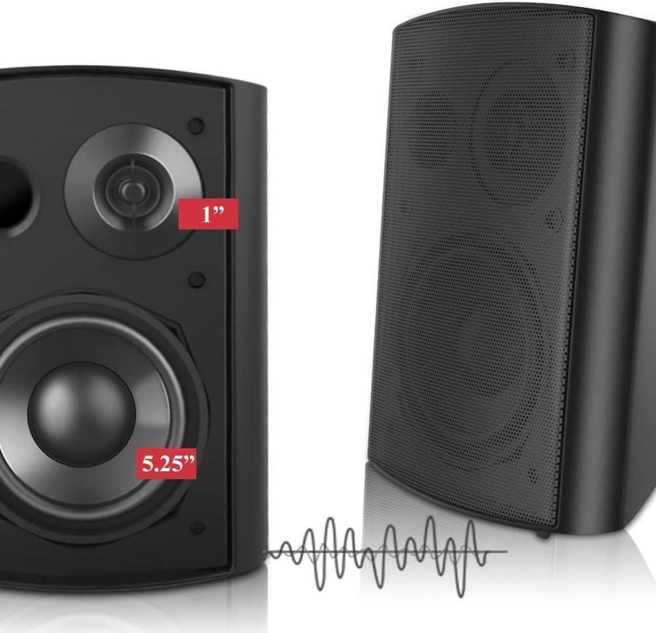 Alt view image 2 of 7 - 5.25 Inch Outdoor Speakers with Bluetooth Stereo Amplifier Receiver | All-Weather Durability | Broad Sound Coverage | Speed-Lock Mounting System (Black)