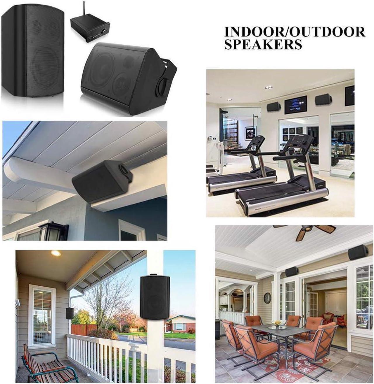 Alt view image 3 of 7 - 5.25 Inch Outdoor Speakers with Bluetooth Stereo Amplifier Receiver | All-Weather Durability | Broad Sound Coverage | Speed-Lock Mounting System (Black)