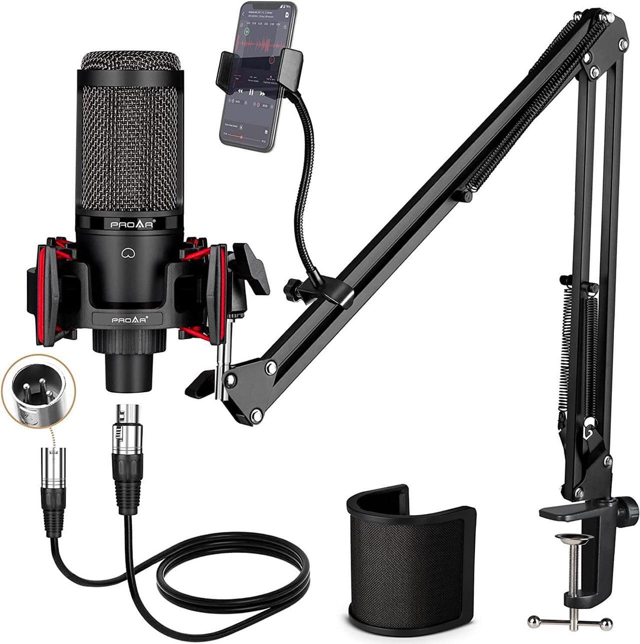 Main image of Condenser Microphone XLR,Professional Studio Recording Microphone for Computer PC,Cardioid Podcast Mic Kit with Boom Arm,Gaming Microphone for Streaming,ASMR,Singing,Voice Over,Vocal,YouTube,Zoom