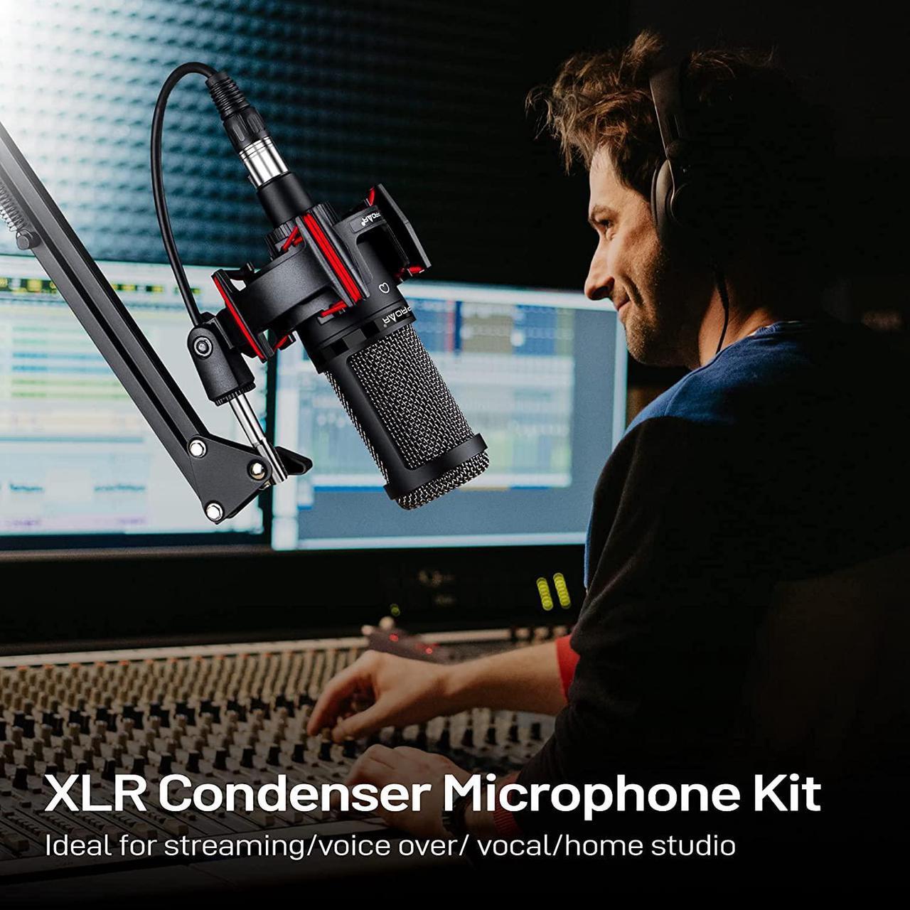 Alt view image 2 of 6 - Condenser Microphone XLR,Professional Studio Recording Microphone for Computer PC,Cardioid Podcast Mic Kit with Boom Arm,Gaming Microphone for Streaming,ASMR,Singing,Voice Over,Vocal,YouTube,Zoom