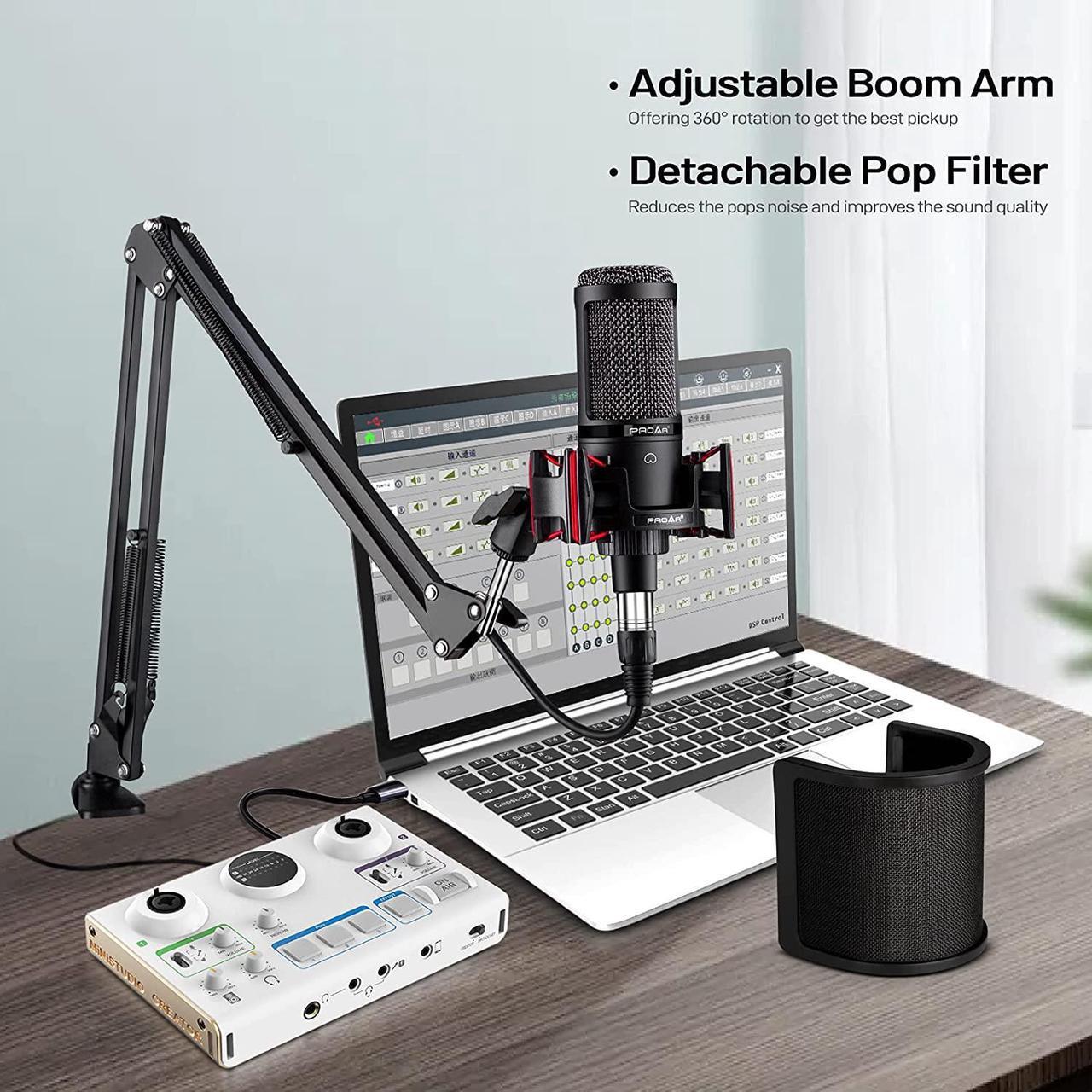 Alt view image 6 of 6 - Condenser Microphone XLR,Professional Studio Recording Microphone for Computer PC,Cardioid Podcast Mic Kit with Boom Arm,Gaming Microphone for Streaming,ASMR,Singing,Voice Over,Vocal,YouTube,Zoom