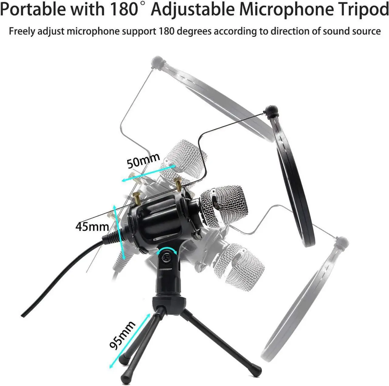 Alt view image 3 of 7 - Condenser Recording Microphone 3.5mm Plug and Play PC Microphone, Broadcast Microphone for Computer Desktop Laptop MAC Windows Online Chatting Podcast Skype YouTube Game