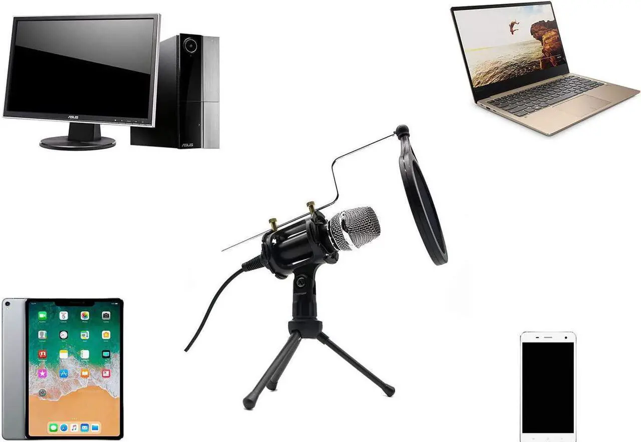 Alt view image 5 of 7 - Condenser Recording Microphone 3.5mm Plug and Play PC Microphone, Broadcast Microphone for Computer Desktop Laptop MAC Windows Online Chatting Podcast Skype YouTube Game