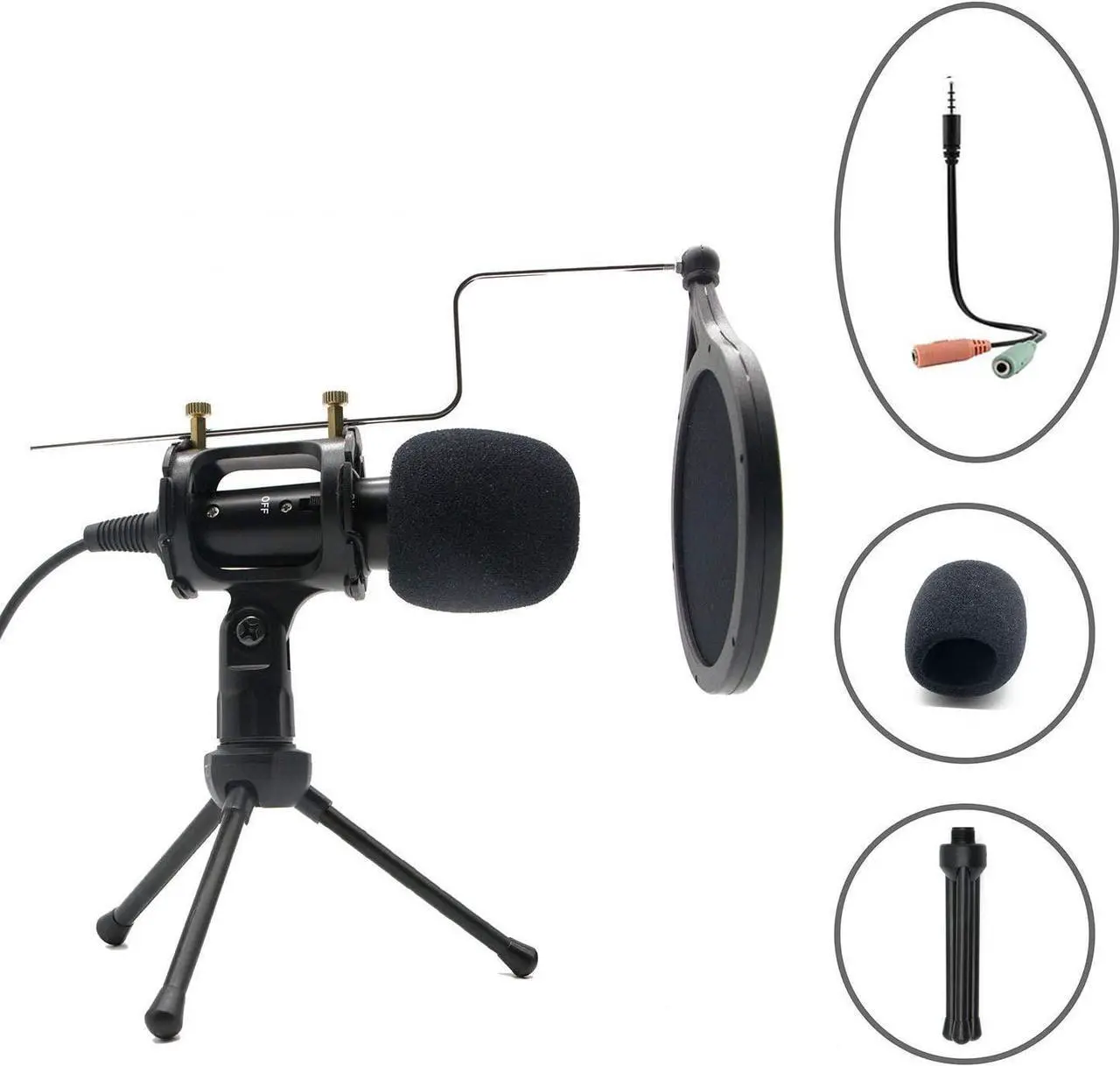 Alt view image 6 of 7 - Condenser Recording Microphone 3.5mm Plug and Play PC Microphone, Broadcast Microphone for Computer Desktop Laptop MAC Windows Online Chatting Podcast Skype YouTube Game
