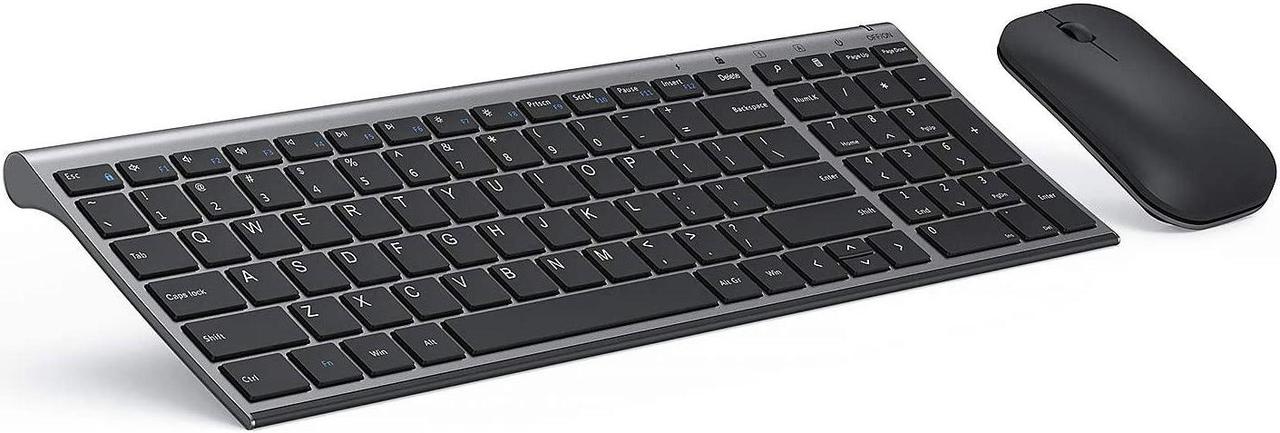 Main image of Rechargeable Wireless Keyboard Mouse,  Slim Thin Low Profile Keyboard and Mouse Combo with Numeric Keypad Silent Keys for Windows 7/8/10/11 PC Laptp Computer, Gray