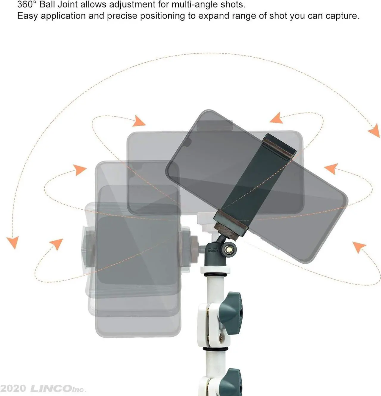Alt view image 5 of 7 - Selfie Stick & Tripod LINCO, Integrated, Heavy Duty, Lightweight, Bluetooth Remote for Apple & Android Devices, Separable Tripod Feet, Extends to 50" (White)