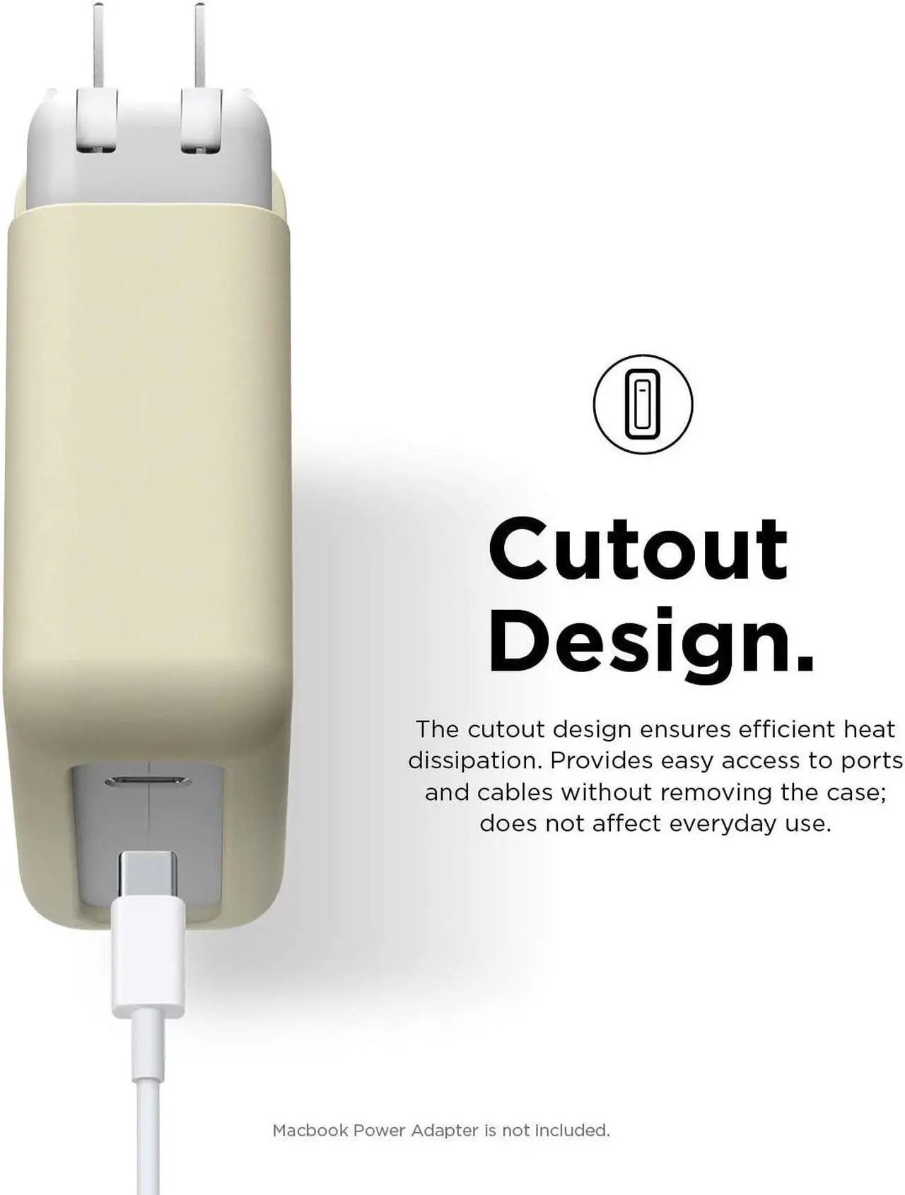 Alt view image 3 of 7 - elago Charger Cover Compatible with Apple MacBook Pro 14 inch 2021 M1 Pro 8-core, 13 inch 2016-2020[A2159/A1706/A1989/A1708/A2251] and MacBook Pro 13 inch Retina 2012-2015[A1502/A1425][ClassicWhite]