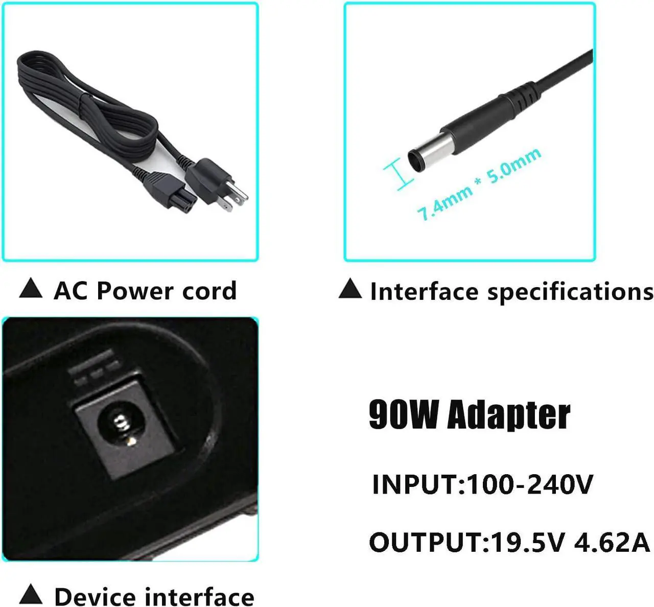 Alt view image 5 of 7 - 90W Laptop Charger Adapter Power Cord for Dell Inspiron 15 7537 7547 7548 M5010 M5030 N5030 N5040 N5050 15R 5520 5521 5537 N5010 N5110; Inspiron 3420 3520; Latitude E5420 E5430 E5440