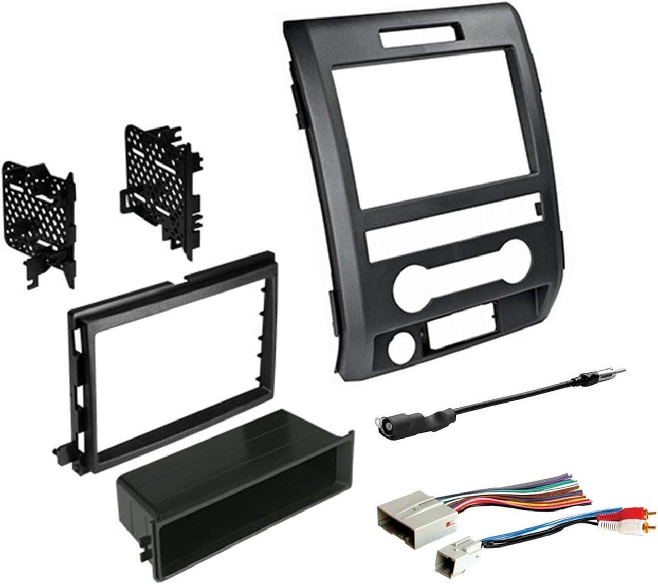 Alt view image 7 of 7 - Single or Double DIN Radio Complete Dash Kit, 2009-2014 Ford F-150 with Antenna Adapter, Harness Compatible for All Trim Levels (Black with Steering Wheel Controls)